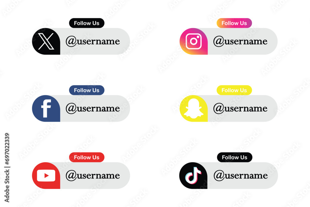 follow us on social media icons vector. Stock Vector | Adobe Stock