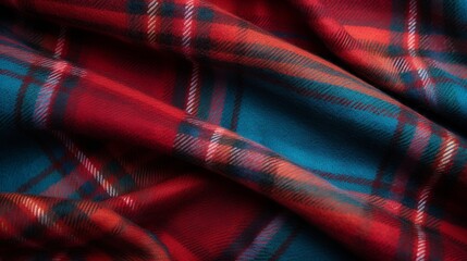 Wall Mural - Royal Stewart tartan texture background, red plaid cashmere smooth fabric pattern background.