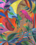 Fototapeta Młodzieżowe - abstract woman silhouette. acrylic painting. illustration
