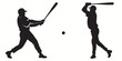 Baseball silhouettes and icons. Black flat color simple elegant white background Baseball sports vector and illustration.
