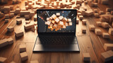 Fototapeta Perspektywa 3d - beautiful laptop with blocks 