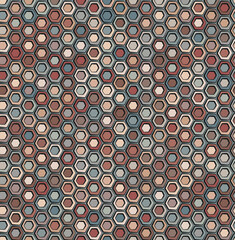 Poster - Seamless multicolored repeating pattern with small rounded hexagons in a honeycomb design. Abstract geometric background. Vector illustration.