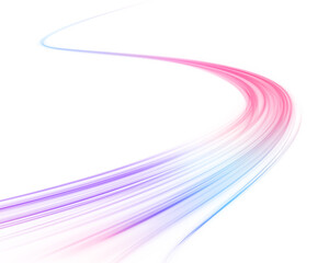 Fototapete - A Colorful Motion Background of City Light Trails. Luminous green neon waves PNG. Colored shiny sparks of spiral wave. Curved bright speed line swirls. 