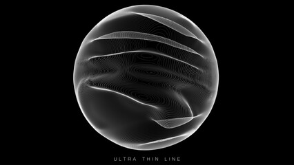 Aufkleber - Ultra thin line fluid geometry. Dynamic vector distorted spheres.