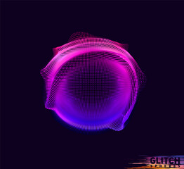 Aufkleber - Corrupted violet point sphere. Abstract vector colorful mesh on dark background. Futuristic style card.