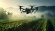 AI-controlled agricultural drones monitoring crop
