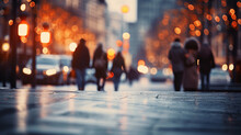 Blurred Background Of A Busy Street With Bokeh Lights