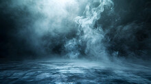 Empty Dark Background With Smoke Or Fog On The Floor.