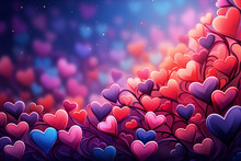 Valentine S Day Depth Of Field Background With Cartoon Hearts