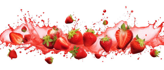 Strawberry  splash isolated on transparent Background 