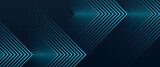 Fototapeta Przestrzenne - Blue and black vector 3D abstract line modern tech futuristic glow banner. Futuristic technology lines background design. Modern graphic element. Horizontal banner template
