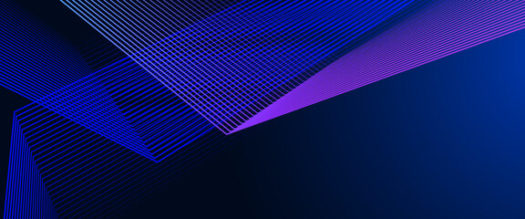 Black blue and purple violet vector abstract tech futuristic modern 3D line background. Futuristic technology lines background design. Modern graphic element. Horizontal banner template