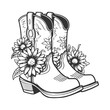 Cowgirl boots Illustration Clip Art Design Shape. Western Silhouette Icon Vector.