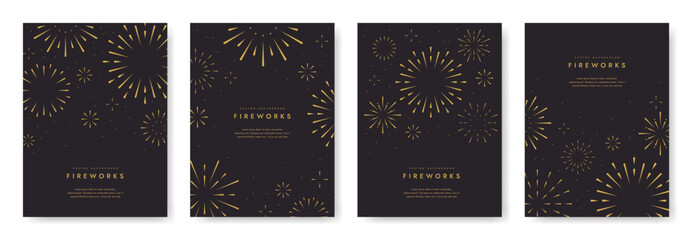 Wall Mural - firework background in night. happy new year poster set. congratulation banner, festival symbol. hol