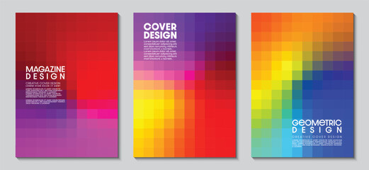 Fototapete - Cover design with abstract background. Gradient design modern pixels geometric square shape. Ideas for magazines, posters and brochures. Vector Illustrator EPS.