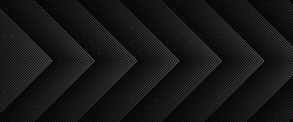 Fototapete - Black white and gray grey vector abstract modern futuristic 3D line banner with shapes Elegant modern futuristic design with shiny lines pattern for banner, brochure, cover, flyer, poster