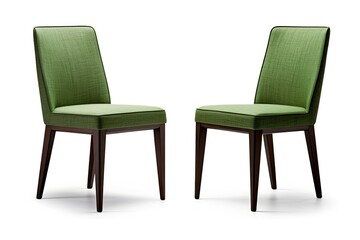 Green modern dining chair isolated on white background shown from front and back