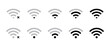 Wifi signal strength icon set in flat style. Wireless connection network symbol vector