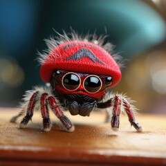 Poster - A spider wearing a red hat and sunglasses. Generative AI.