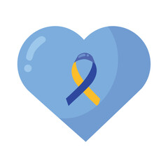 Sticker - down syndrome ribbon on heart