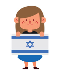 Poster - israel peace girl with flag