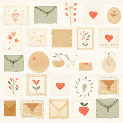 Poster - Watercolor Love Letters and Envelopes