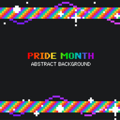 Poster - Pixel Art LGBT Pride Month Rainbow Stripe with Sparkle Effect Template, Black Background