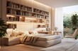 © DailyLifeImages - a beautiful modern cozy comfortable bedroom interior with bookshelf