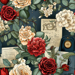 Poster - Love Letters and Envelopes Seamless Patterns