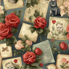 Poster - Love Letters and Envelopes Seamless Patterns