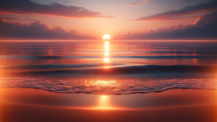 Seascape with a horizon where the sun rises