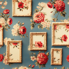 Poster - Vintage Photo Frames Seamless Patterns