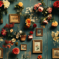 Poster - Vintage Photo Frames Seamless Patterns