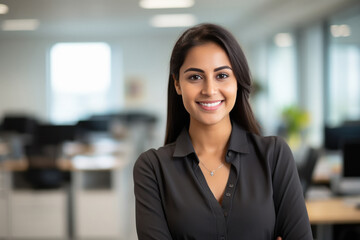 Wall Mural - young indian business woman standing at office