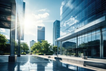 Poster - Luxury office building background in the daylight. Generative AI.
