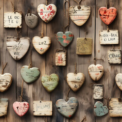 Poster - Rustic Love Signs Seamless Patterns