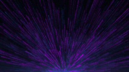 Poster - Abstract neon purple blue theme light streaks loop going upward motion on smoke background, cyberpunk technology motion background, cybercity wire lines loop, Dot line 