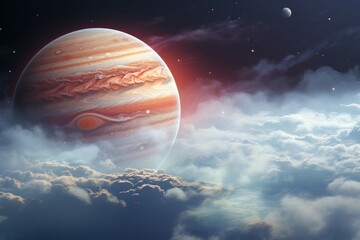 Wall Mural - Striking Jupiter planet clouds. Nature space sun. Generate AI
