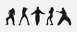 © Irkhamsterstock - set of five female dancer silhouettes. street dancers with various different styles, poses, movements. vector illustration.