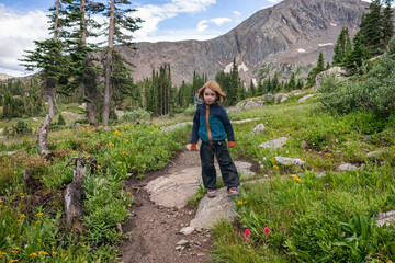 Wall Mural - Girl hiking in pristine wilderness, Colorado