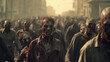 Zombie Horde Roams Through an Abandoned City