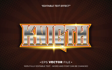 Poster - Knigth silver metal text effect editable vector