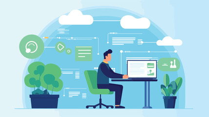 Wall Mural -  cloudbased system tracking managing paying freelancers. Vector illustration 