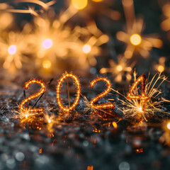 The word 2024 number of new year new chapter and begining with sparkler background.