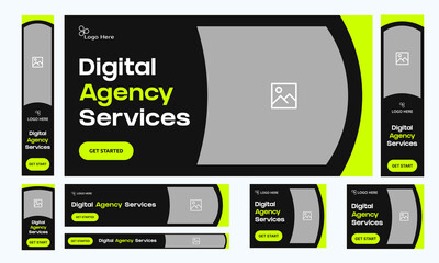 Wall Mural - Digital agency web bundle banner design for social media post, business services web set banner design, fully editable vector eps 10 file format