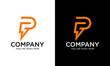Creative linear P logo energy vector for identity company. initial letter thunder template vector illustration for your brand.