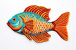 embroidered fish isolated on white background. Artistic stitching design