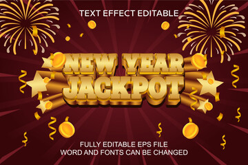 3D text effect new year jackpot vector editable