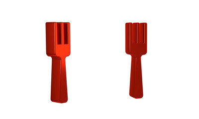 Poster - Red Fork icon isolated on transparent background. Cutlery symbol.