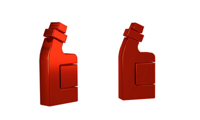 Red Plastic bottle for laundry detergent, bleach, dishwashing liquid or another cleaning agent icon isolated on transparent background.